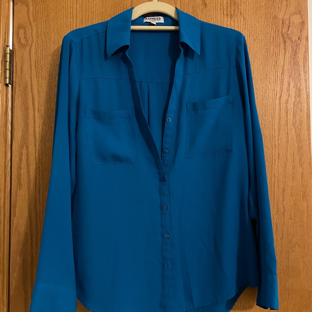Express Portofino Shirt Slim Fit Teal Medium